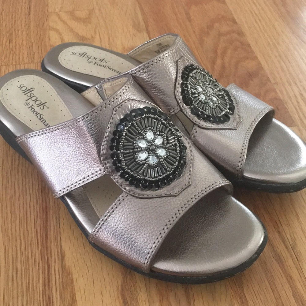 Softspots Embellished Metallic Leather Sandals